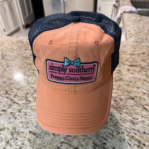 Simply Southern Preppy Classy Happy Embroidered Trucker Hat Ball Cap OS